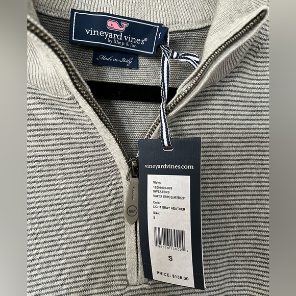 NWT vineyard vines Thaxter Stripe Quarter Zip - Picture 3 of 4